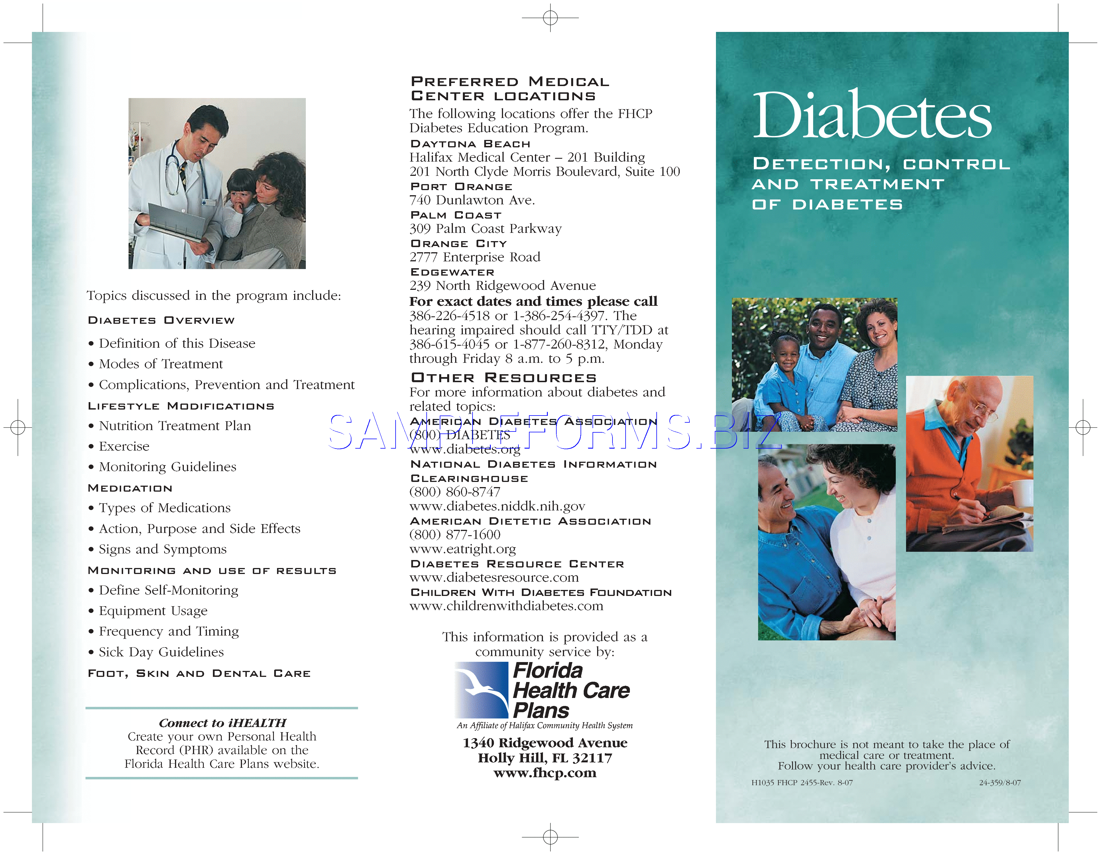Preview free downloadable Diabetes Brochure 1 in PDF (page 1)
